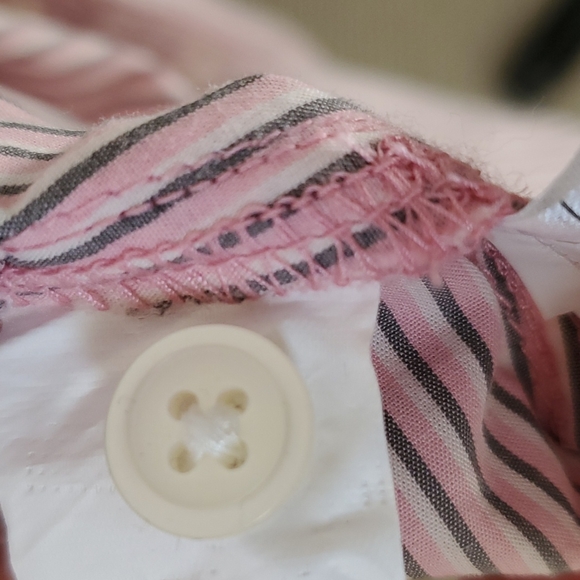 Pink/grey striped Gap maternity shirt dress with pockets in size medium, NWT - Picture 10 of 14